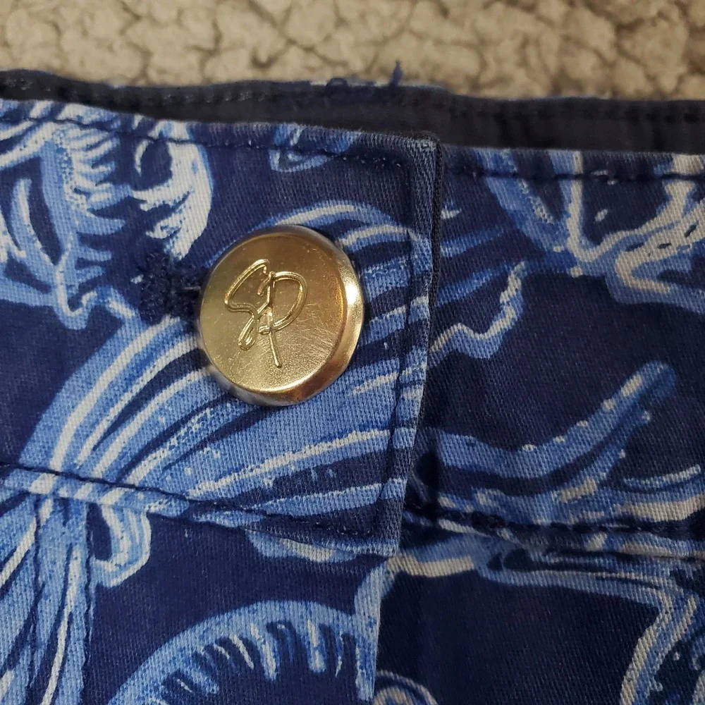 Stella Parker Icon Chino Shorts Womens 14 Blue Seashell‎ Coastal Nautical Preppy